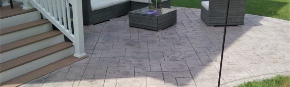 Photograph of a newly stamped concrete patio.