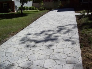 Photo of stamped concrete driveway.