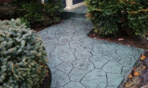 Photo of stamped concrete driveway.