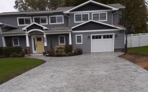 Photo of driveway with stamped concrete design.