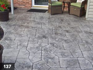Photograph of a stamped concrete porch.