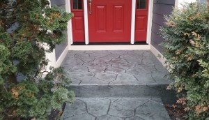 Photograph of a stamped concrete porch.