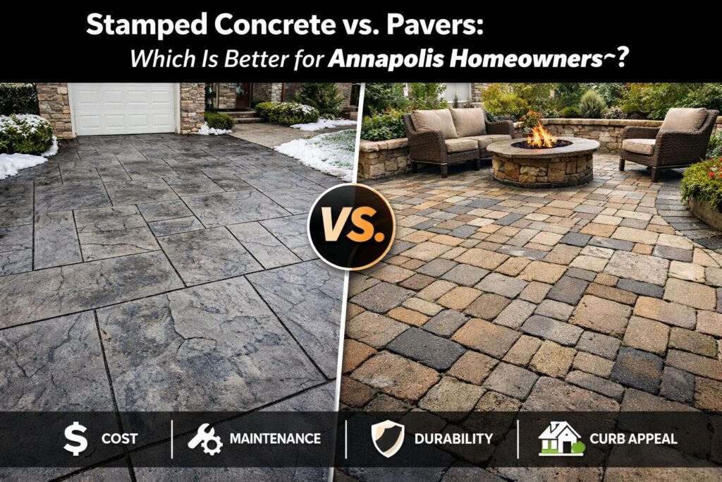 Stamped concrete vs. pavers in Annapolis